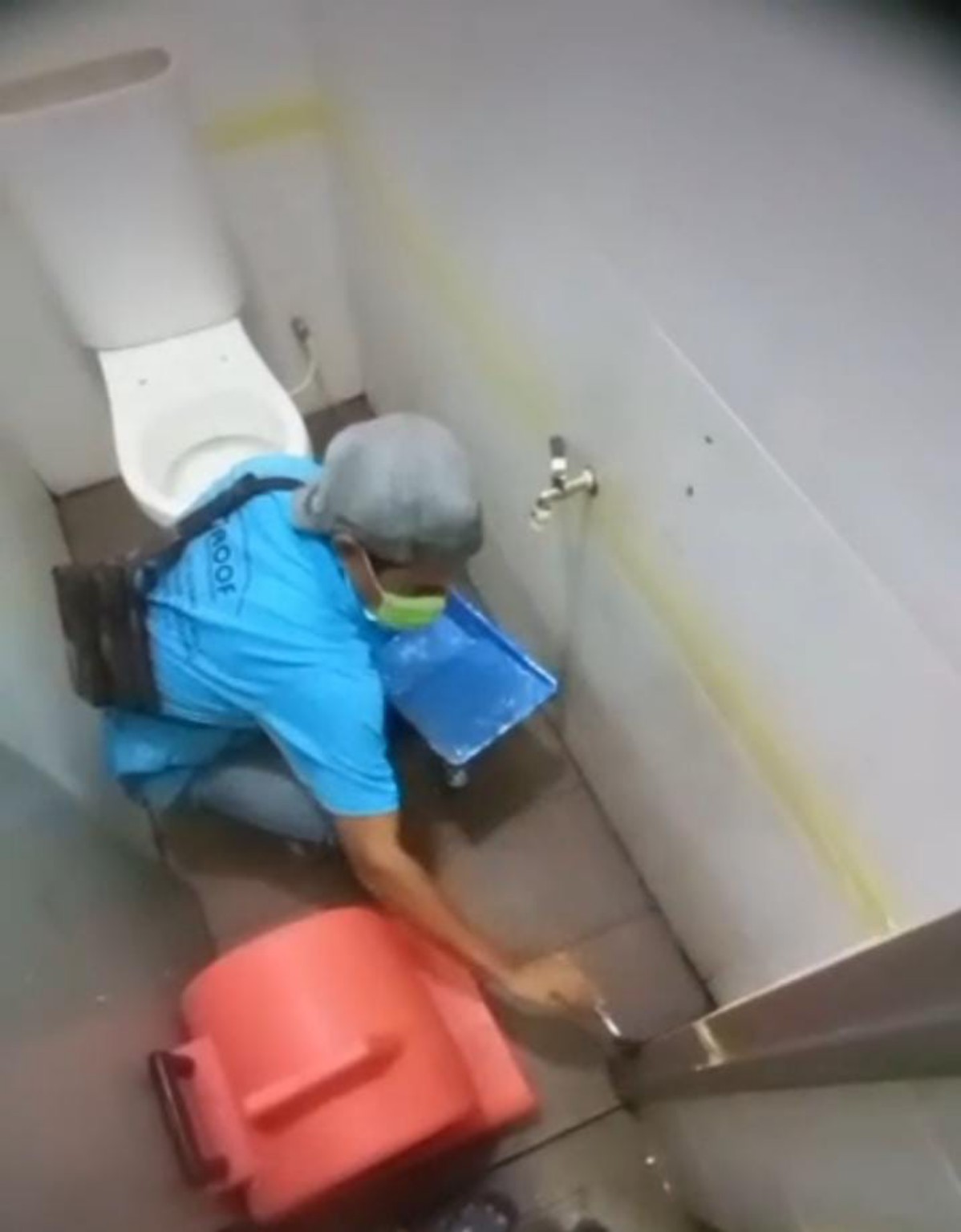Nano treatment applied to bathroom tile grout without removing the existing tiles.