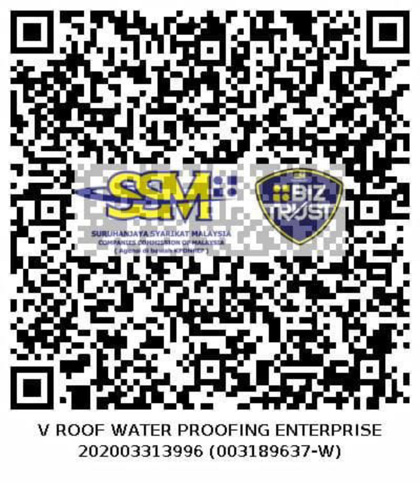 SSM BizTrust QR supplied for V ROOF WATER PROOFING ENTERPRISE